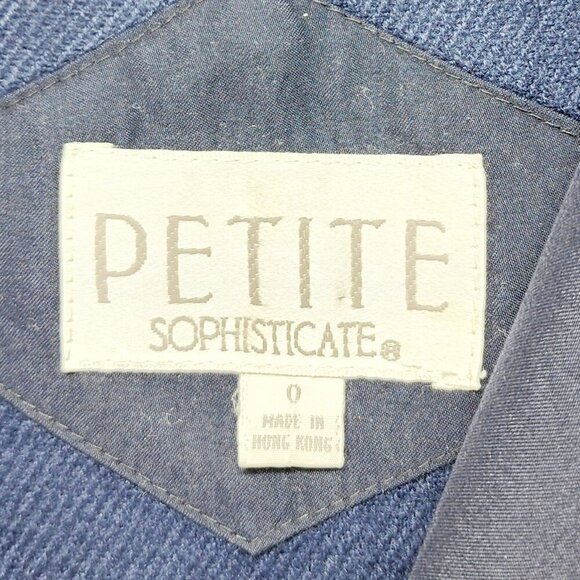 SOPHISTICATE PETITE  Navy Blue Thermal Double-Breasted Trench Coat Size 0 Womens - Picture 3 of 14